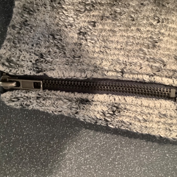 Eileen Fisher Zipper Front Knit Jacket Black/Cream - Picture 11 of 11